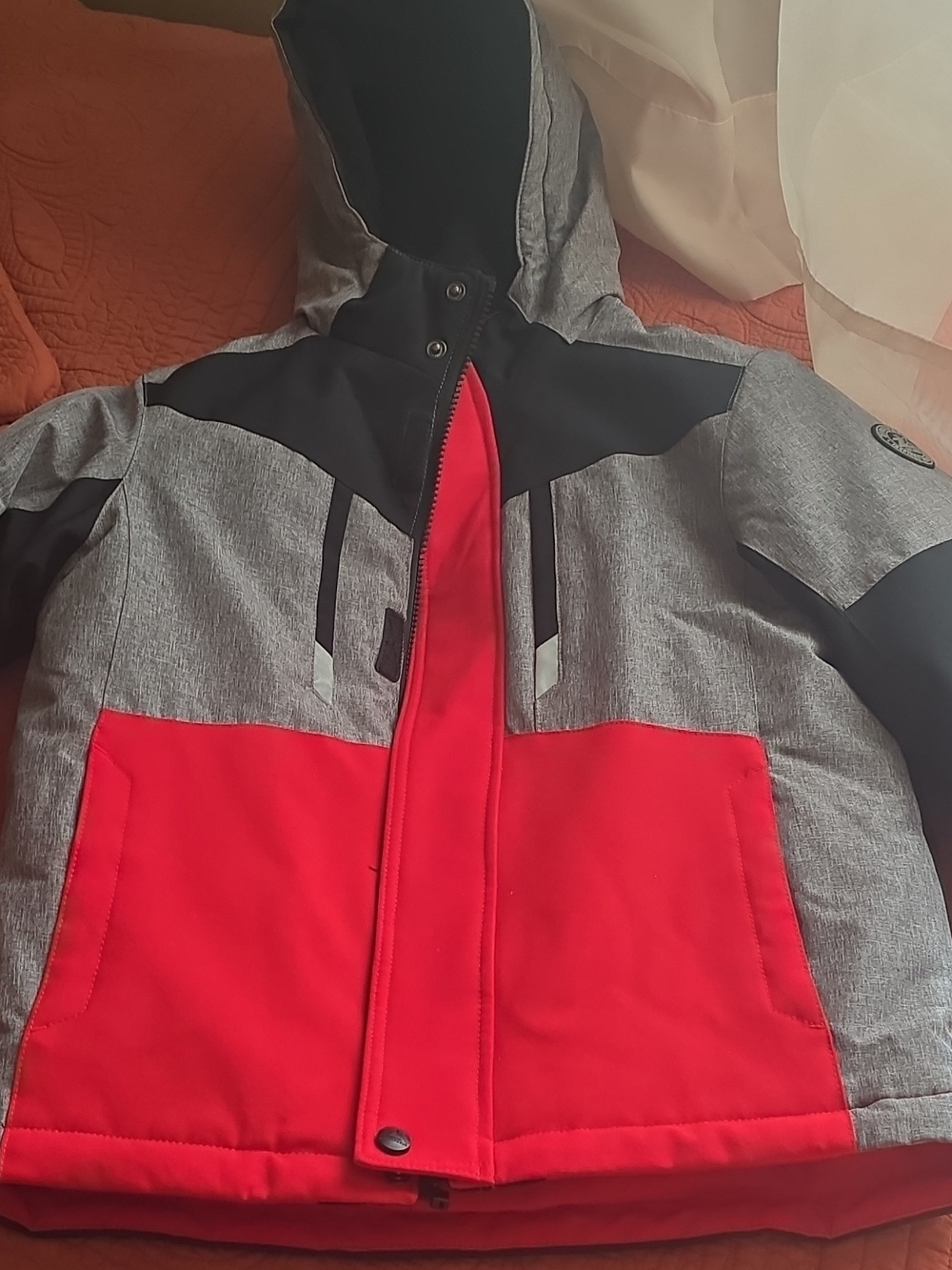 ZeroXposur Red and Gray Colorblock Hooded Kids Jacket